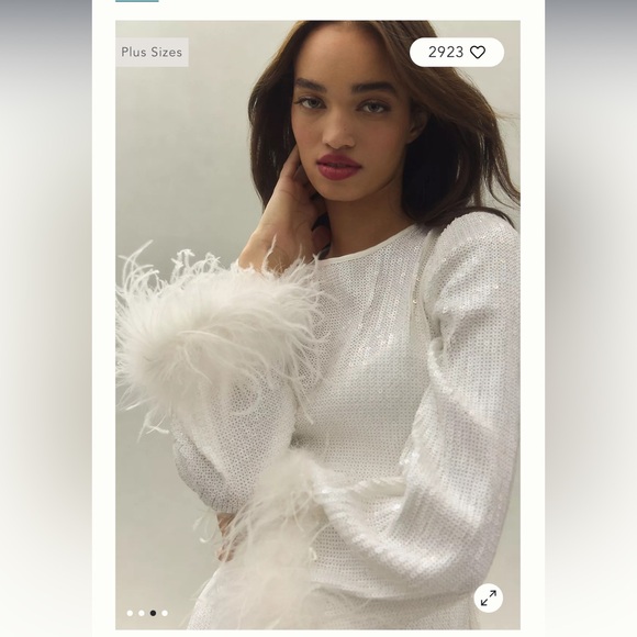 Anthropology Hutch Alissa Faux Feather long sleeve sequin mini dress - Picture 2 of 8